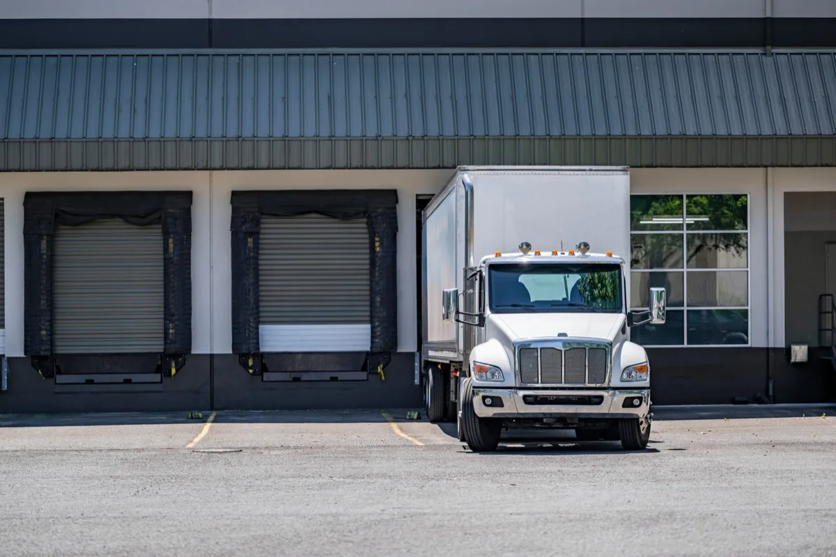 Delivery truck at a retail distribution center