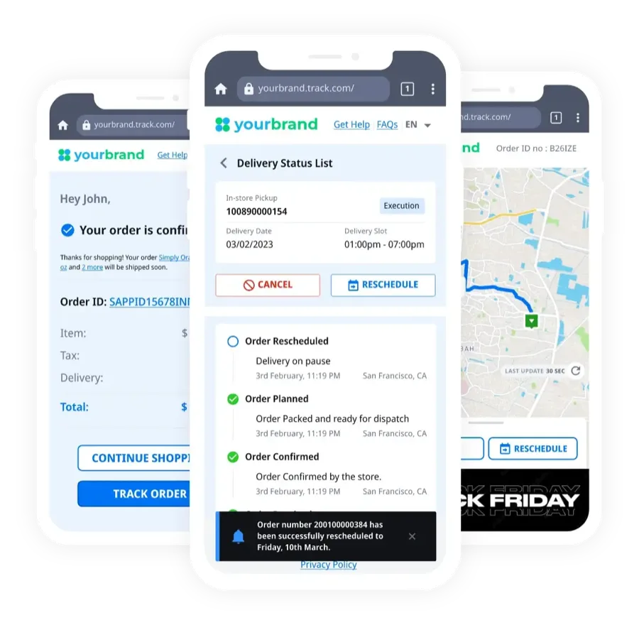 Locus delivery experience optimization software showing real-time delivery tracking and branded customer notifications