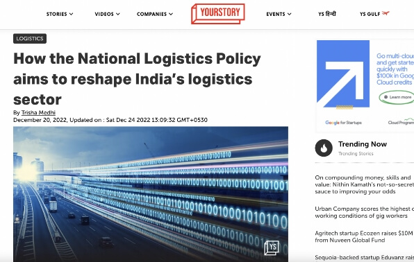 Yourstory - National Logistics Policy
