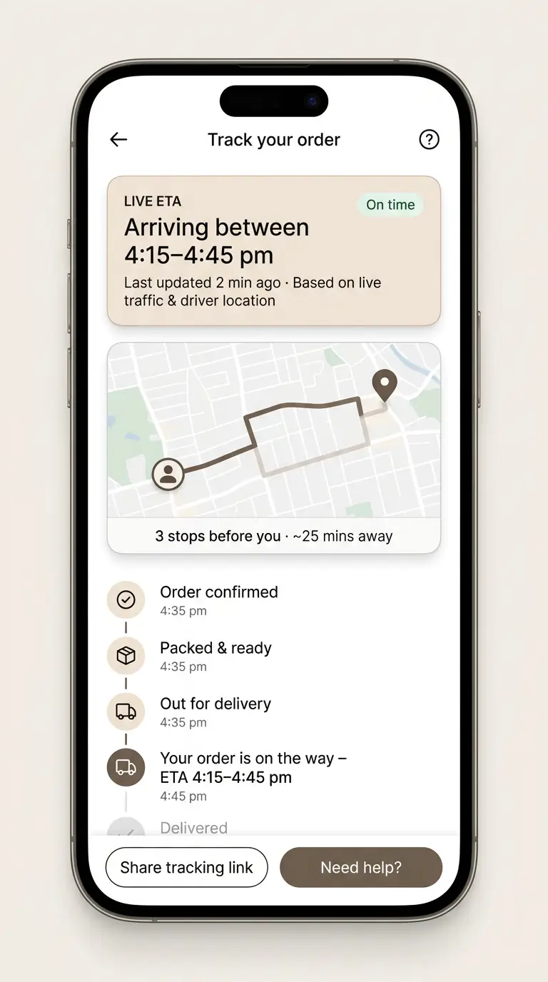 Dynamic ETAs and Proactive Notifications Dashboard Image