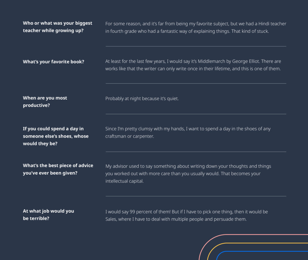 Quick Questions to Abhishek Roy