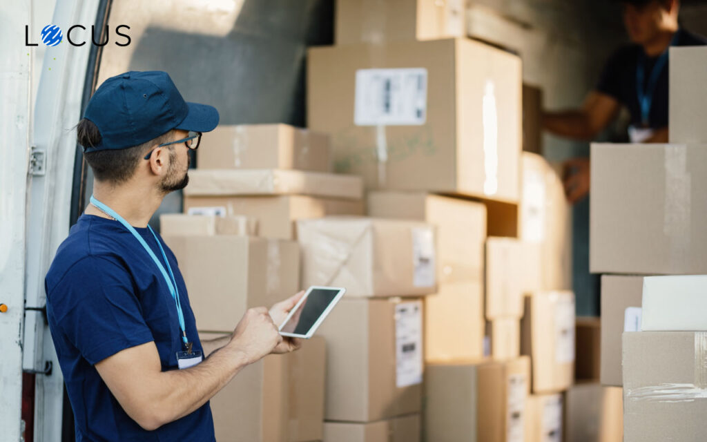 A reprsentative checking the orders using Locus dispatch management software on his smartphone