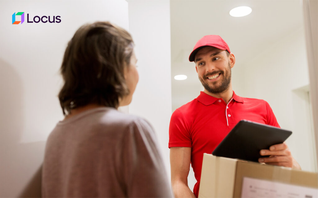 Delivering order to customer Agent delivering the order to customer with the help of last mile delivery software