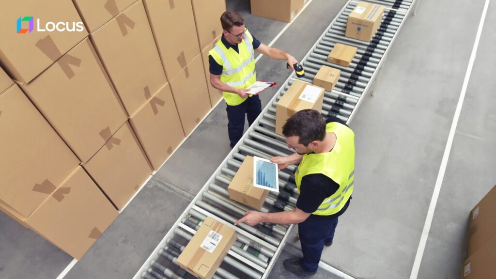 Employees using delivery management software