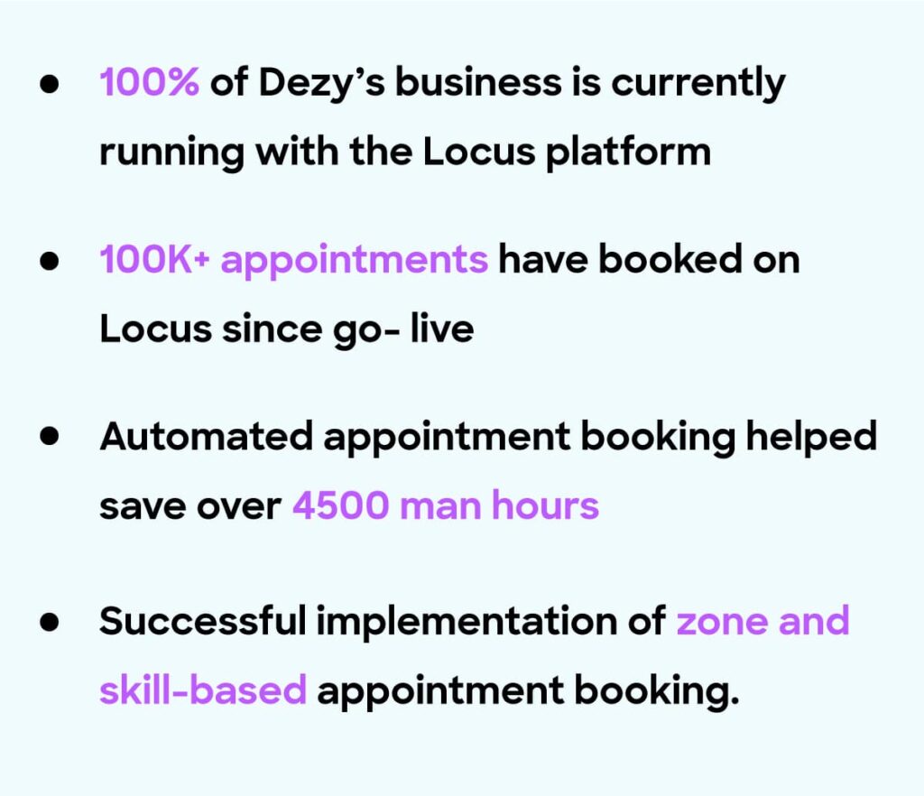 Achievements of Dezy with Locus logistic platform