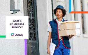 Delivery lady delivering on-demand delivery for a customer
