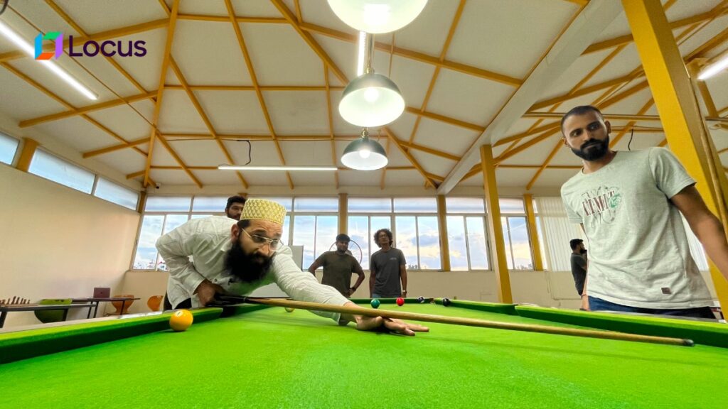 Locus Sports Day Pool Table with Player