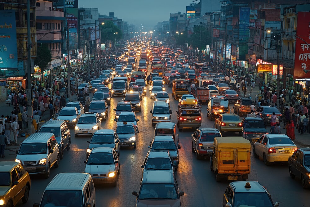 Urban traffic congestion during peak delivery hours