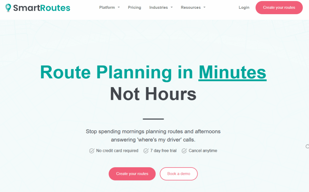 SmartRoutes homepage