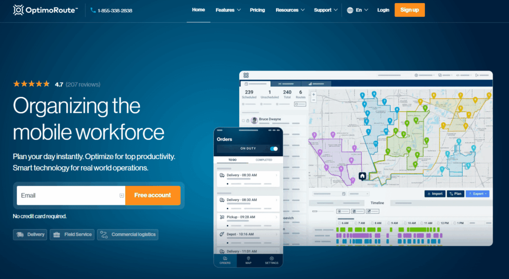OptimoRoute homepage
