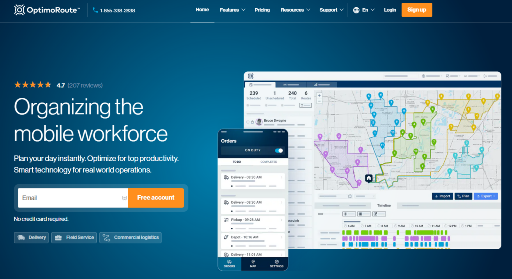 OptimoRoute homepage