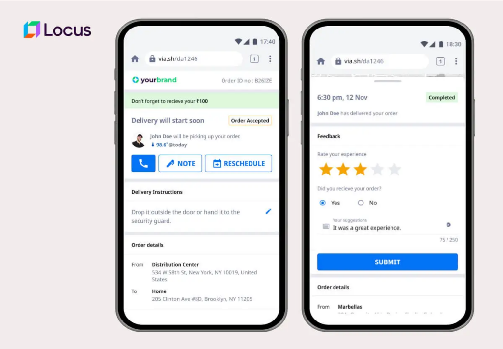 Safe doorstep delivery setup with packages left outside for photo proof and customer confirmation.