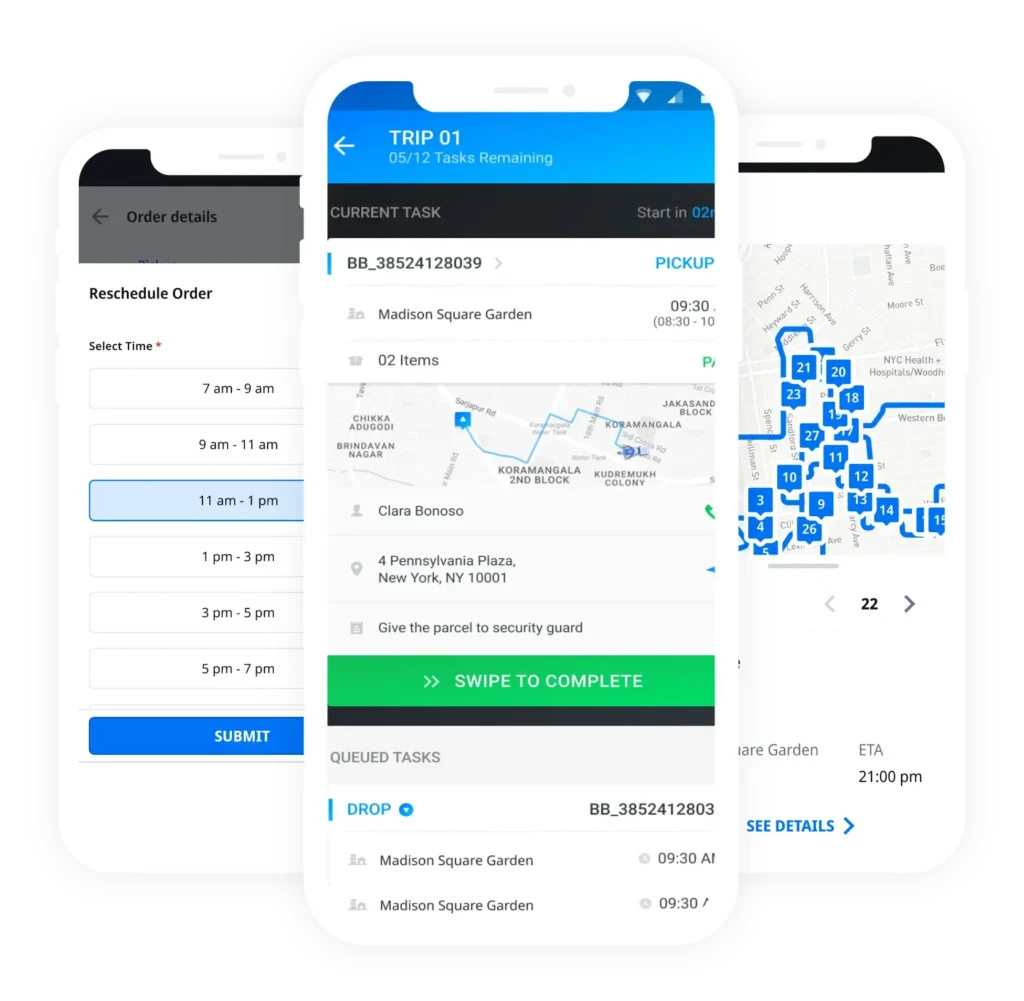 Locus Driver Companion App showing store-level route information delivery for ship-from-store dispatch operations in retail omnichannel networks