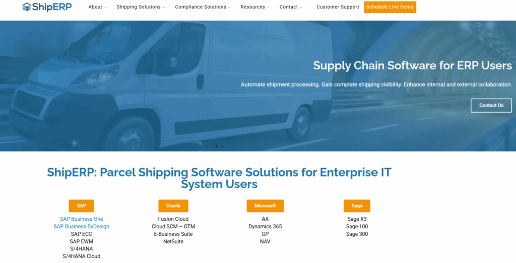 ShipERP homepage