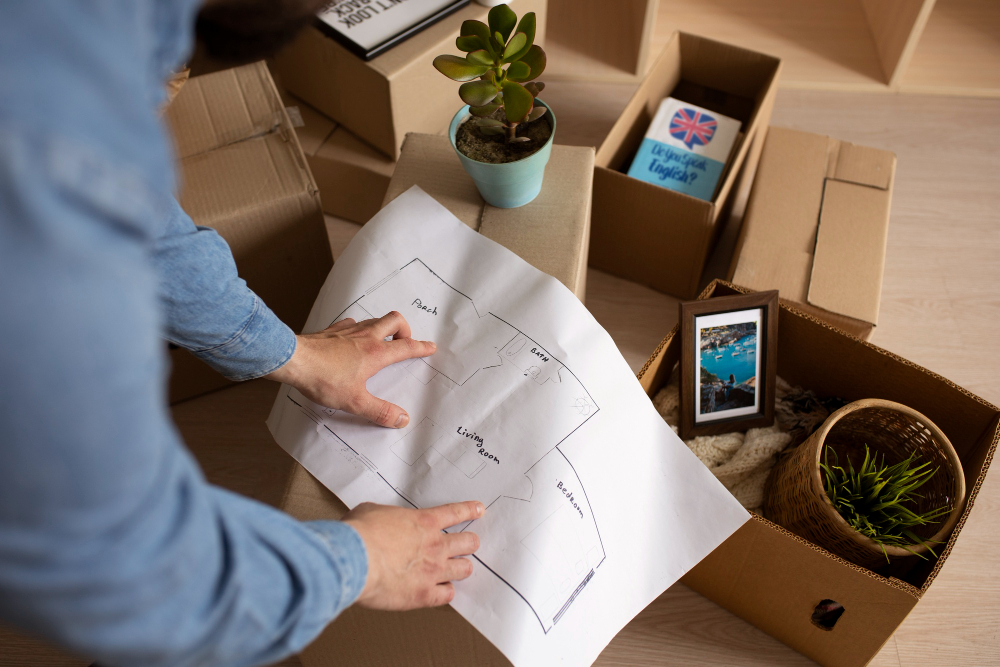 Worker packing a box for delivery as part of the dispatch process steps