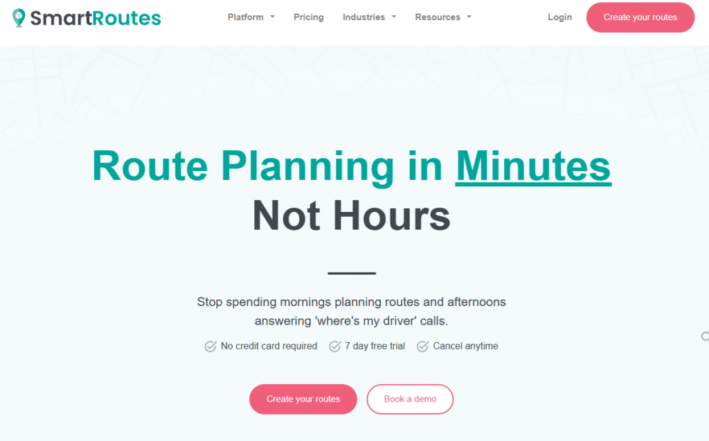 SmartRoutes homepage