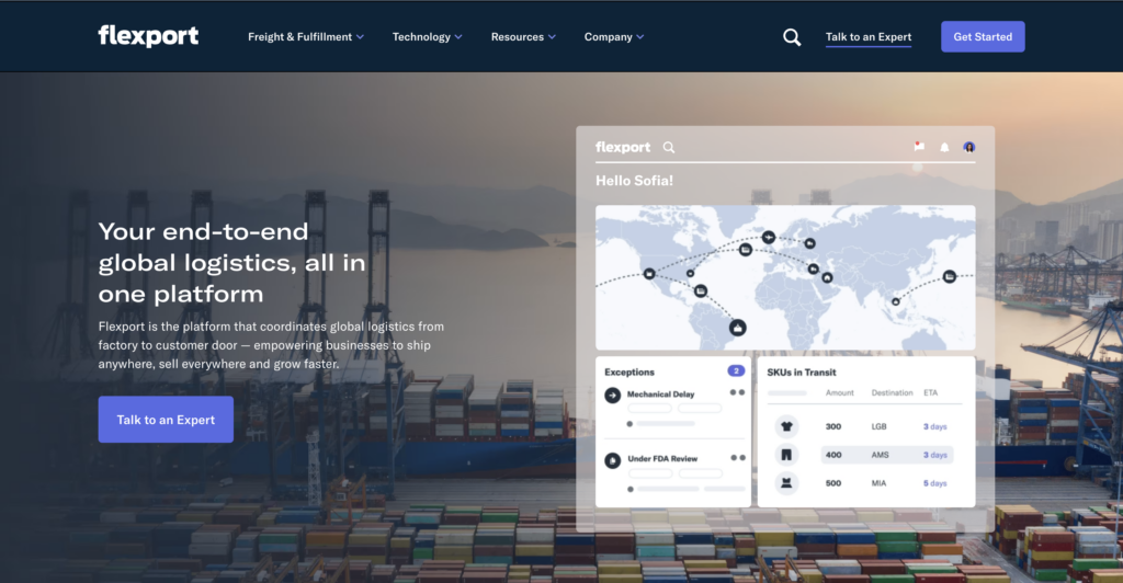 Flexport homepage