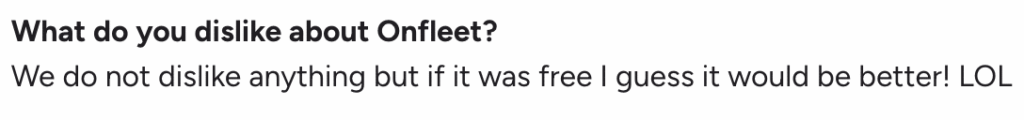 Onfleet pricing table showing tiered plans with volume-based differences.