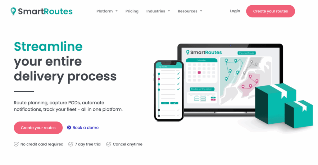 SmartRoutes homepage