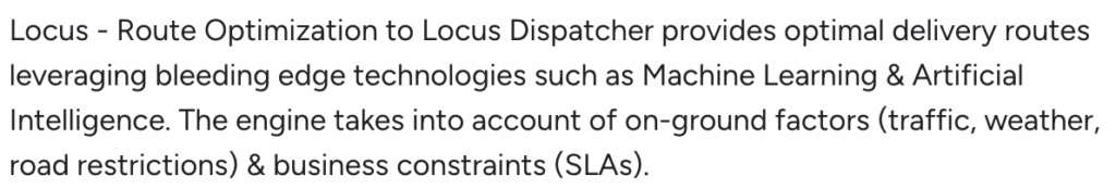 Screenshot showing Locus's dynamic route optimization, improving cost predictability.