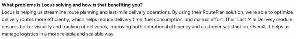 Screenshot showing Locus’s stable platform with no technical glitches.