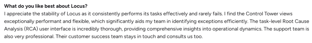 Screenshot showcasing Locus's comprehensive reporting and analytics features.