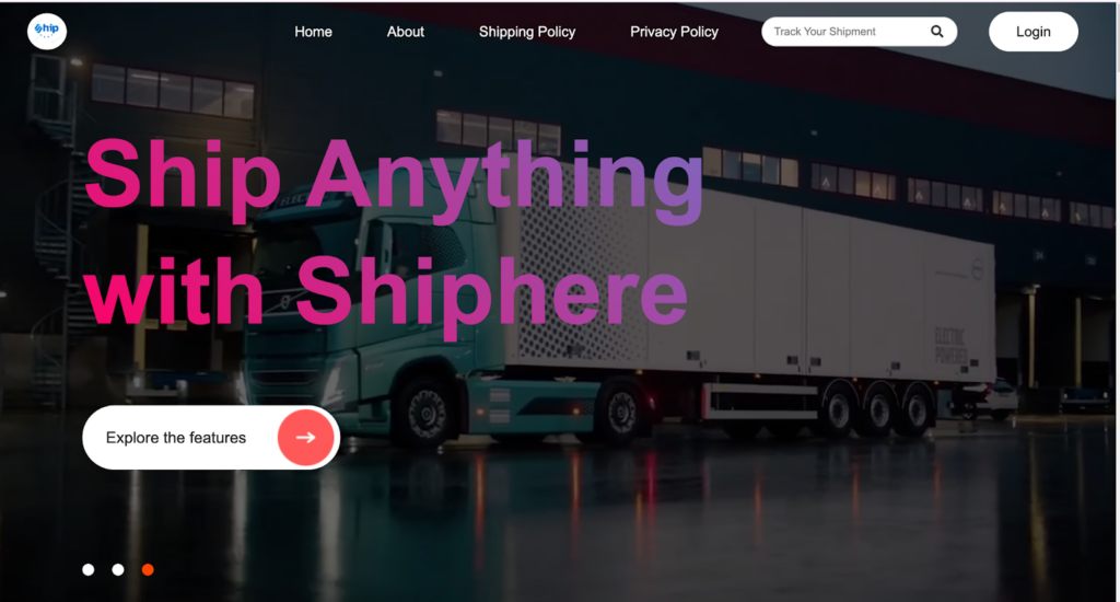ShipHere homepage