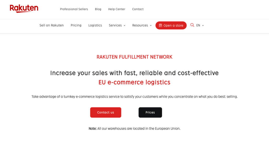 Rakuten Super Logistics homepage