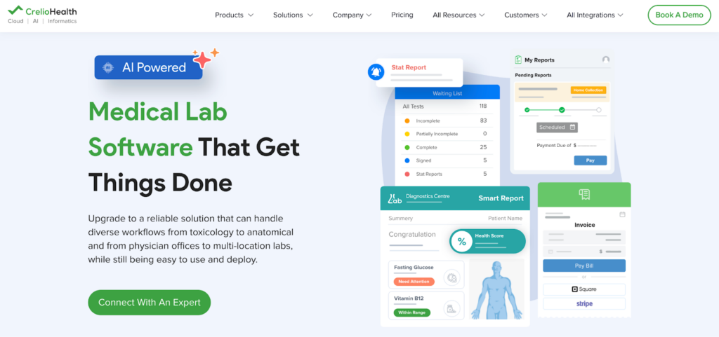 CrelioHealth homepage