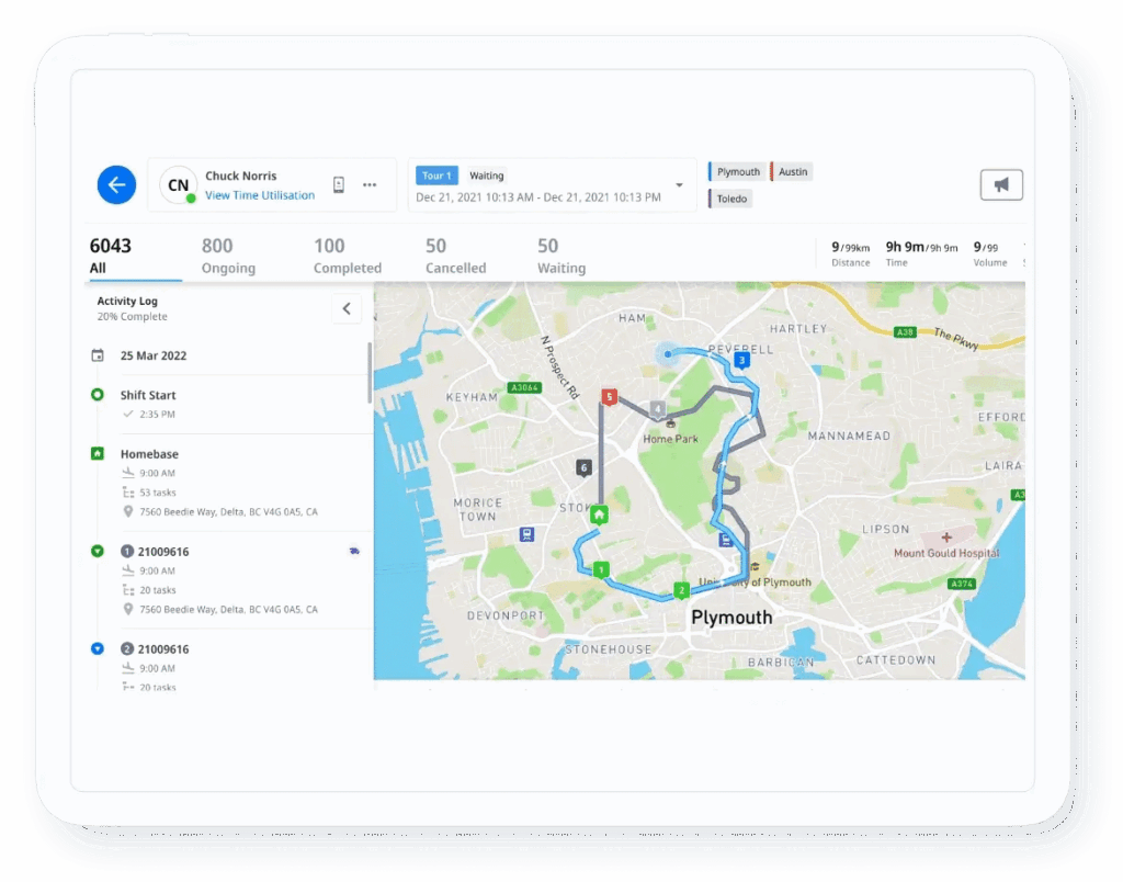 Locus Control Tower Software Dashboard