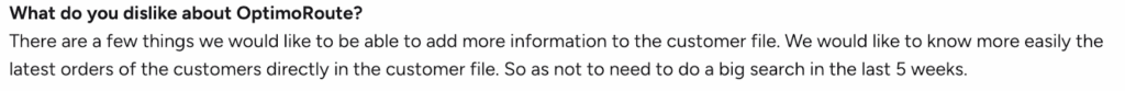 G2 review highlighting workflow friction when managing customer and order data at scale.
