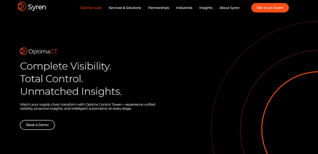 A screenshot of the Syren website