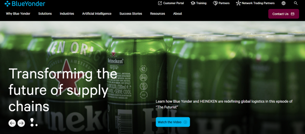 A screenshot of the Blue Yonder website.