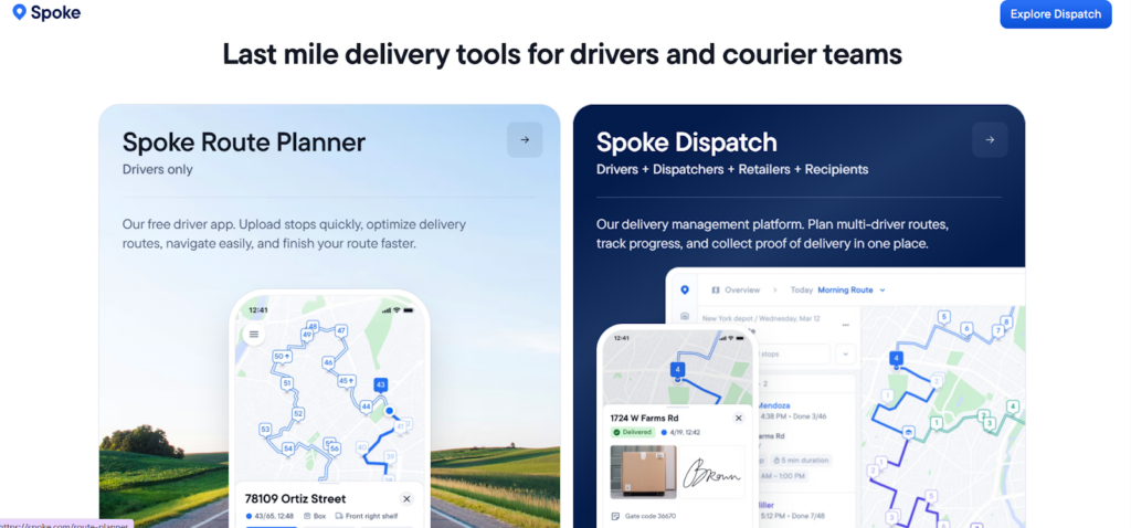 Screenshot of the homepage of Spoke