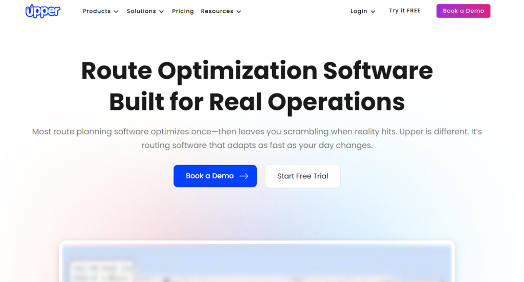Screenshot of the homepage of Upper