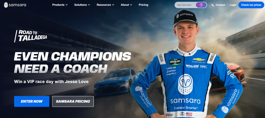 Screenshot of the homepage of Samsara