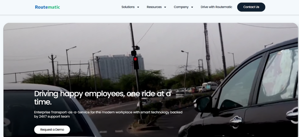 Screenshot of the homepage of Routematic