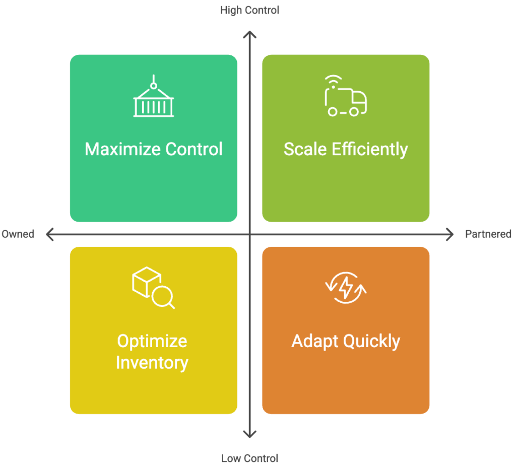 Order management dashboard showing dynamic node allocation, dispatch scheduling, and real-time shipment tracking across multiple fulfillment locations.