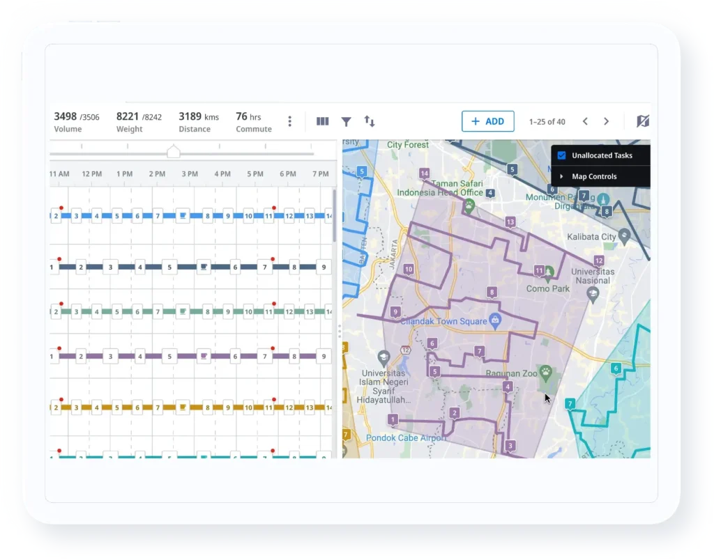 Locus Route Planning System comes with a sophisticated logistical planning interface