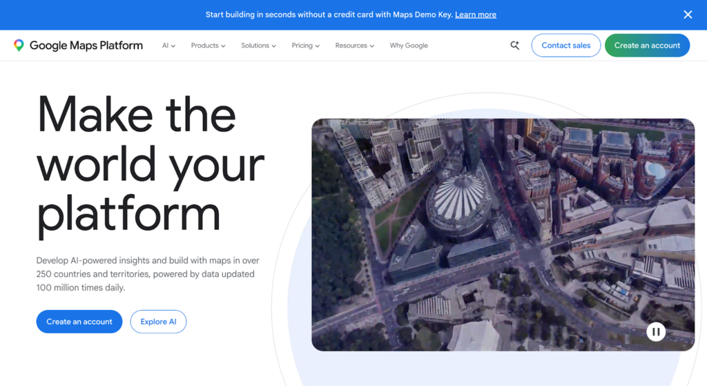 Google Maps homepage