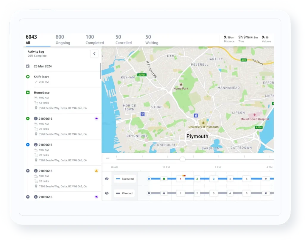 Transportation control tower showing planning, dispatch, and shipment execution visibility