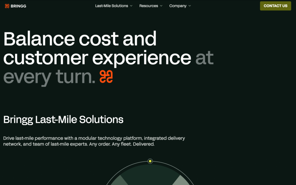 Bringg delivery orchestration platform homepage showing carrier network management.