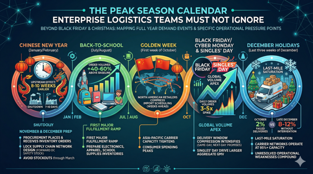 Five illustrated sections detail key events and operational pressure points