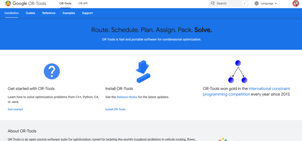 Google OR-Tools homepage