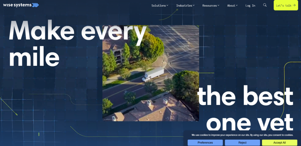 Wise Systems AI-powered delivery optimization homepage