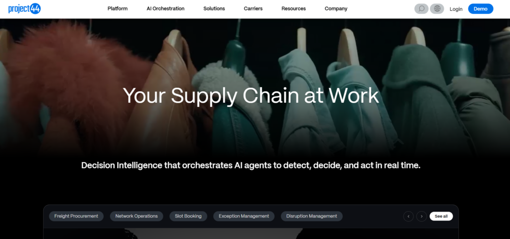 project44 supply chain visibility platform homepage.