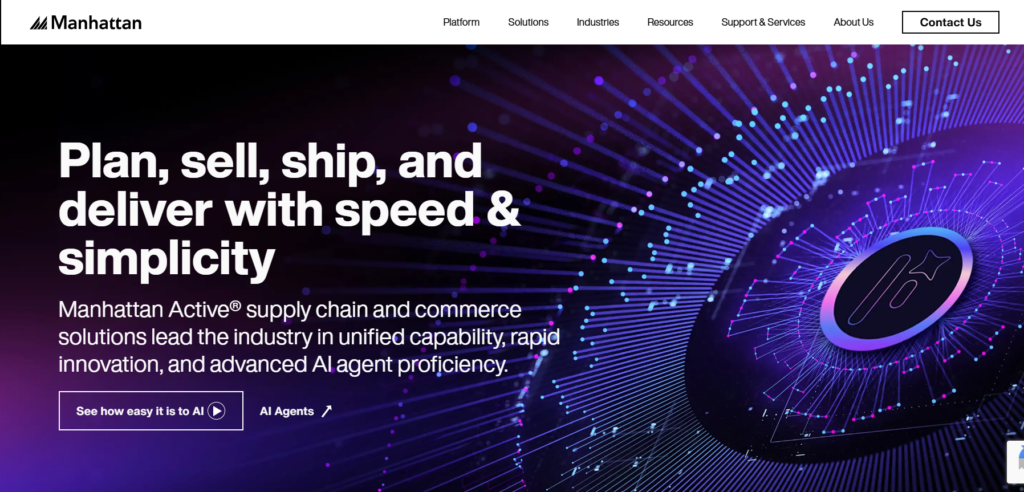 Manhattan Associates supply chain platform homepage