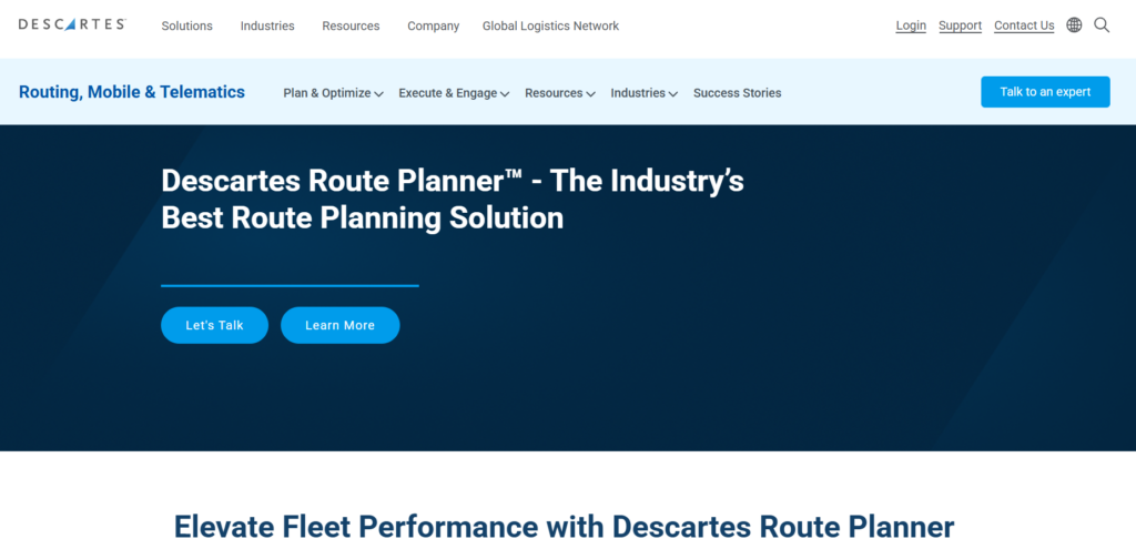 Descartes Systems Group logistics technology homepage.