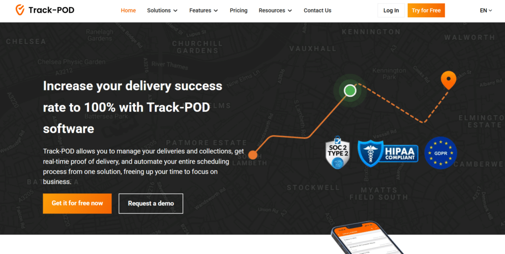Track-POD proof of delivery and route planning platform.