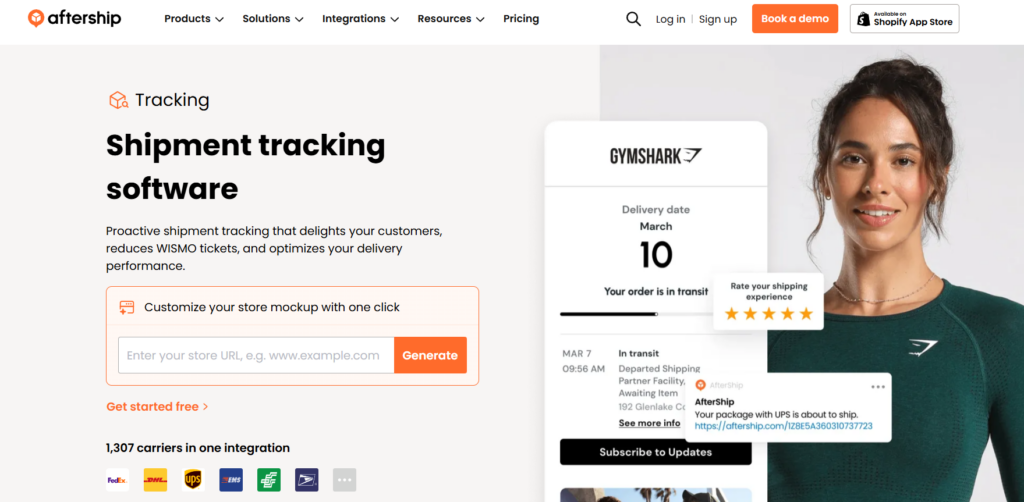 AfterShip post-purchase tracking and customer notification platform homepage